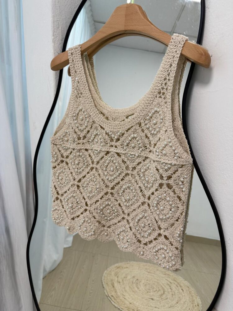 [IMPORTADO] MUSCULOSA CROCHET PERLAS