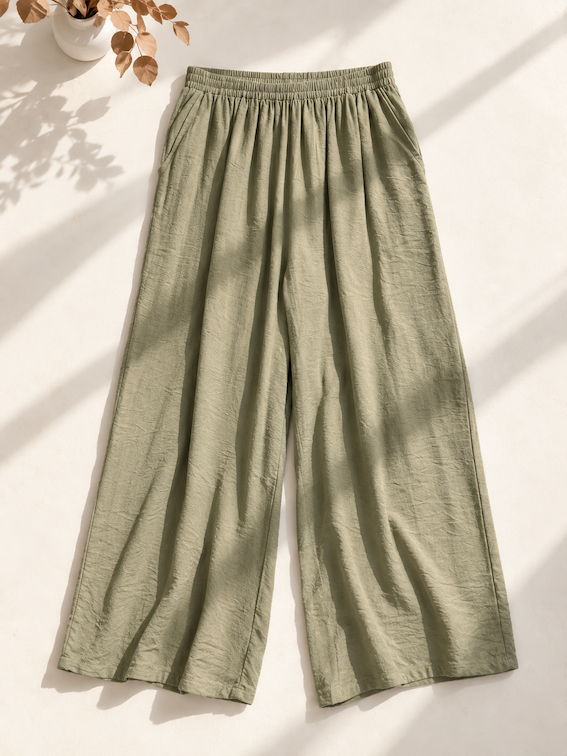 PANTALON PALAZZO DE LINO LISO